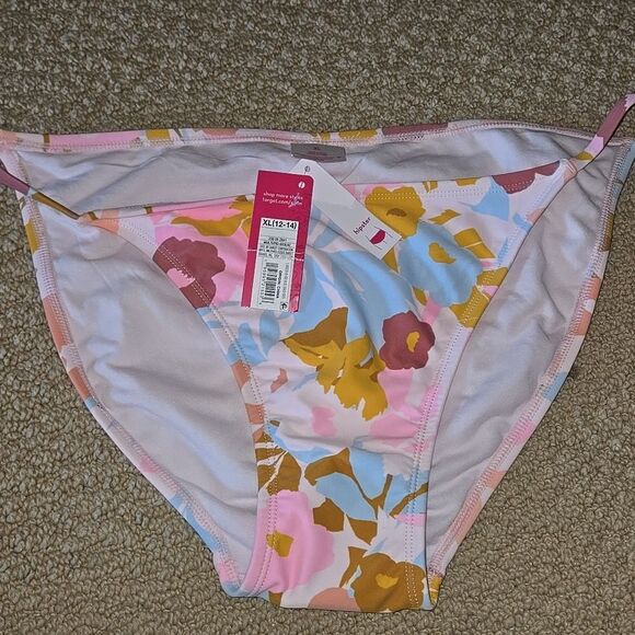 Xhilaration xl Strappy bikini bottom floral print y2k colorway soft new swim - Picture 3 of 12